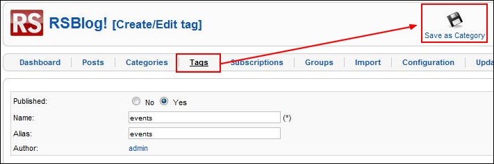 Transform tags into categories